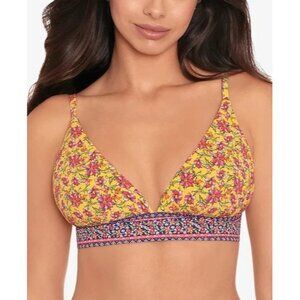 Skinnydippers by Miraclesuit Isabelle Bridgette Bikini Top Floral Yellow Blue L